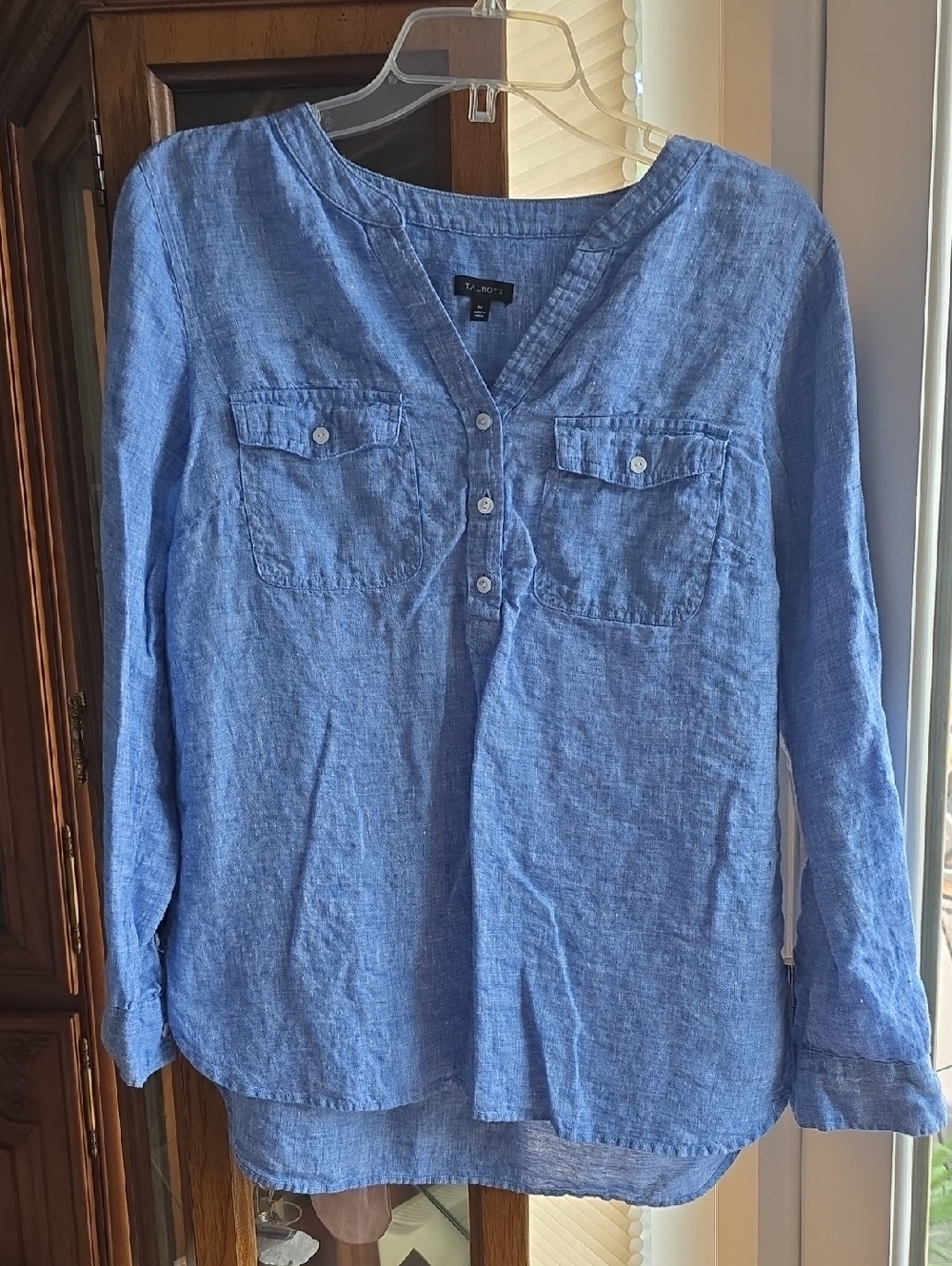 Talbots Light Blue Linen Henley Tunic